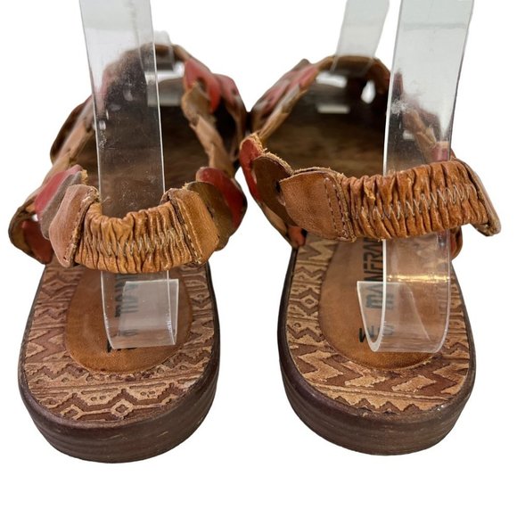 Mainframe Main Frame Women's 30137 Link Boho Peep Toe Genuine Leather Flats 9 M - Picture 6 of 16